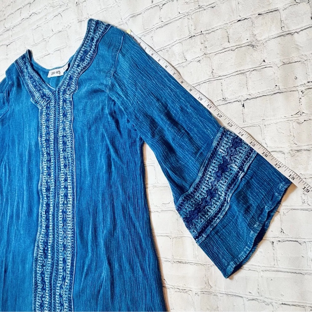 Buc-ee's Women's S/M Gauzy Tunic Top Boho Blue Crochet Lace Lightweight - Picture 8 of 10